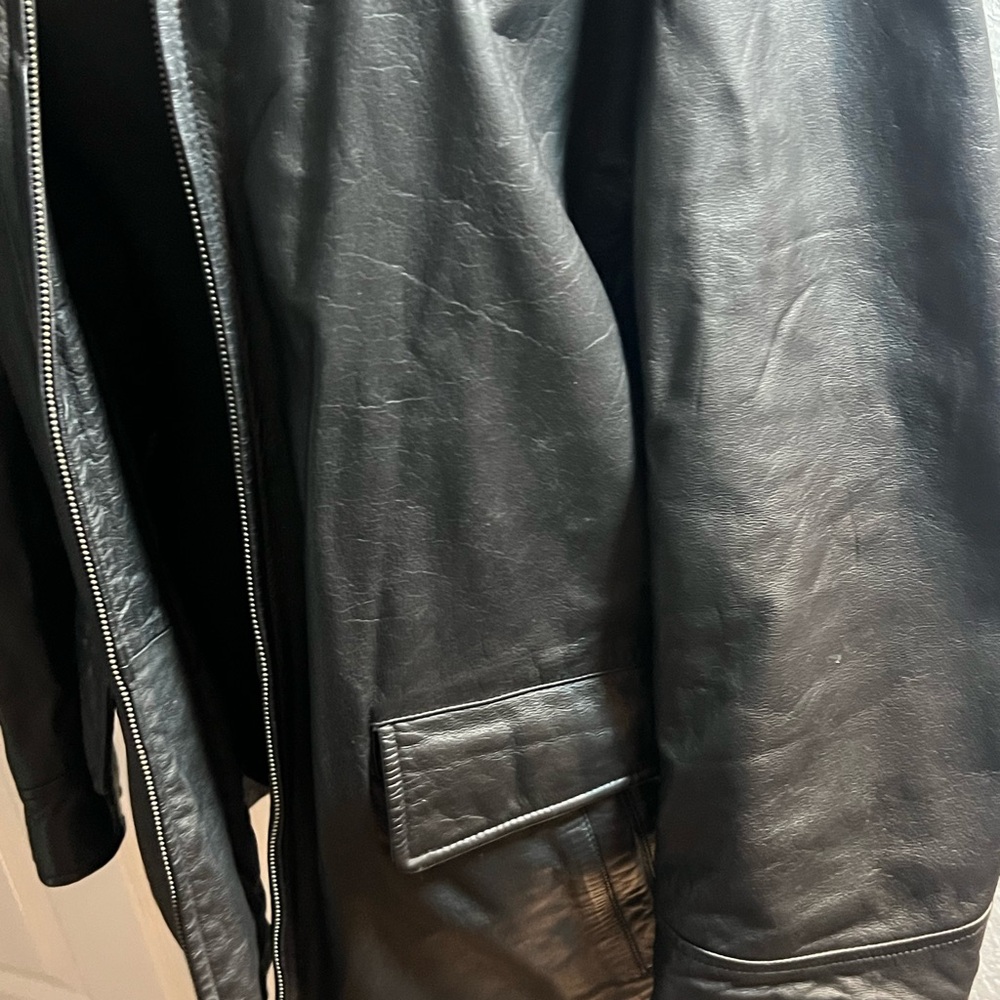 Ralph Lauren Black Leather Zip-Front Jacket - Picture 2 of 13